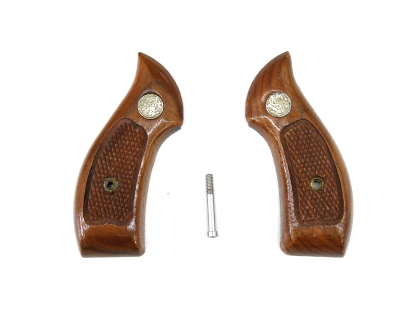 [S&W] Jフレーム サービスサイズ 木製グリップ チェッカー メダル付 (中古)