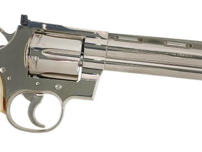 [タナカ] コルトパイソン 357マグナム 6インチ ニッケルフィニッシュ モデルガン スタッグホーングリップカスタム (中古)サブ画像へ3