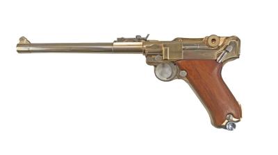 [マルシン] ルガーP08 8インチ Lange Lauf 木製グリップ 金属モデルガン スムース木製グリップカスタム (中古)サブ画像へ1