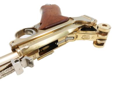 [マルシン] ルガーP08 8インチ Lange Lauf 木製グリップ 金属モデルガン スムース木製グリップカスタム (中古)サブ画像へ4