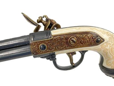 [DENIX] 古式銃 フリントロックピストル 3バレル 金属製 観賞用レプリカ 1016/L ゴールド (中古)サブ画像へ2