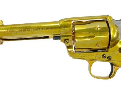 [タナカ] コルト SAA シビリアン ゴールド 木製グリップ SMG金属モデルガン 再塗装 (中古)サブ画像へ1