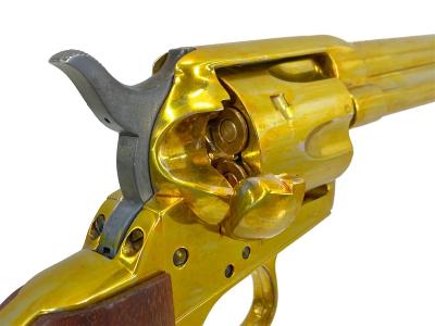 [タナカ] コルト SAA シビリアン ゴールド 木製グリップ SMG金属モデルガン 再塗装 (中古)サブ画像へ4