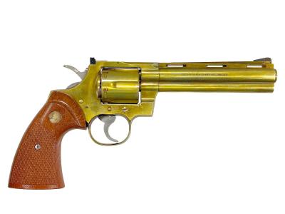 [コクサイ] コルトパイソン 6インチ 金属モデルガン 再塗装品 シリンダーフリー 木目調プラグリップ トリガーアクションなど可 (ジャンク)サブ画像へ1