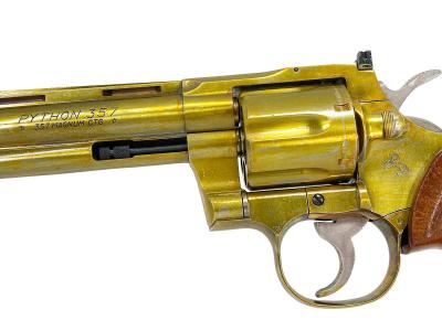 [コクサイ] コルトパイソン 6インチ 金属モデルガン 再塗装品 シリンダーフリー 木目調プラグリップ トリガーアクションなど可 (ジャンク)サブ画像へ2