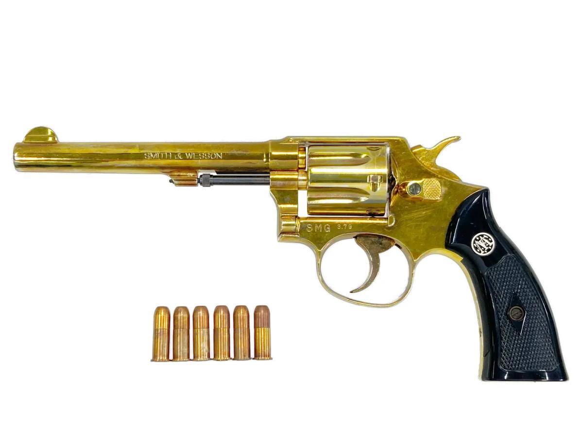 [コクサイ] S&W M10 6インチ 金属モデルガン 再塗装品 グリップ割れ シリンダ若干ずれ 動作可 (訳あり)