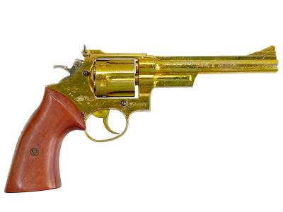 [コクサイ] S&W M19 6インチ 金属モデルガン 再塗装 スムース木グリカスタム シングルアクション不調 動作可 (訳あり)サブ画像へ1