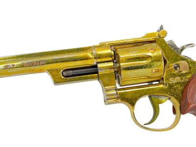 [コクサイ] S&W M19 6インチ 金属モデルガン 再塗装 スムース木グリカスタム シングルアクション不調 動作可 (訳あり)サブ画像へ2