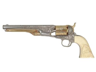 [マルシン/フランクリンミント] コルト M1861 Navy カスター将軍のリボルバー 樹脂製 装飾銃 額付き (中古)サブ画像へ1