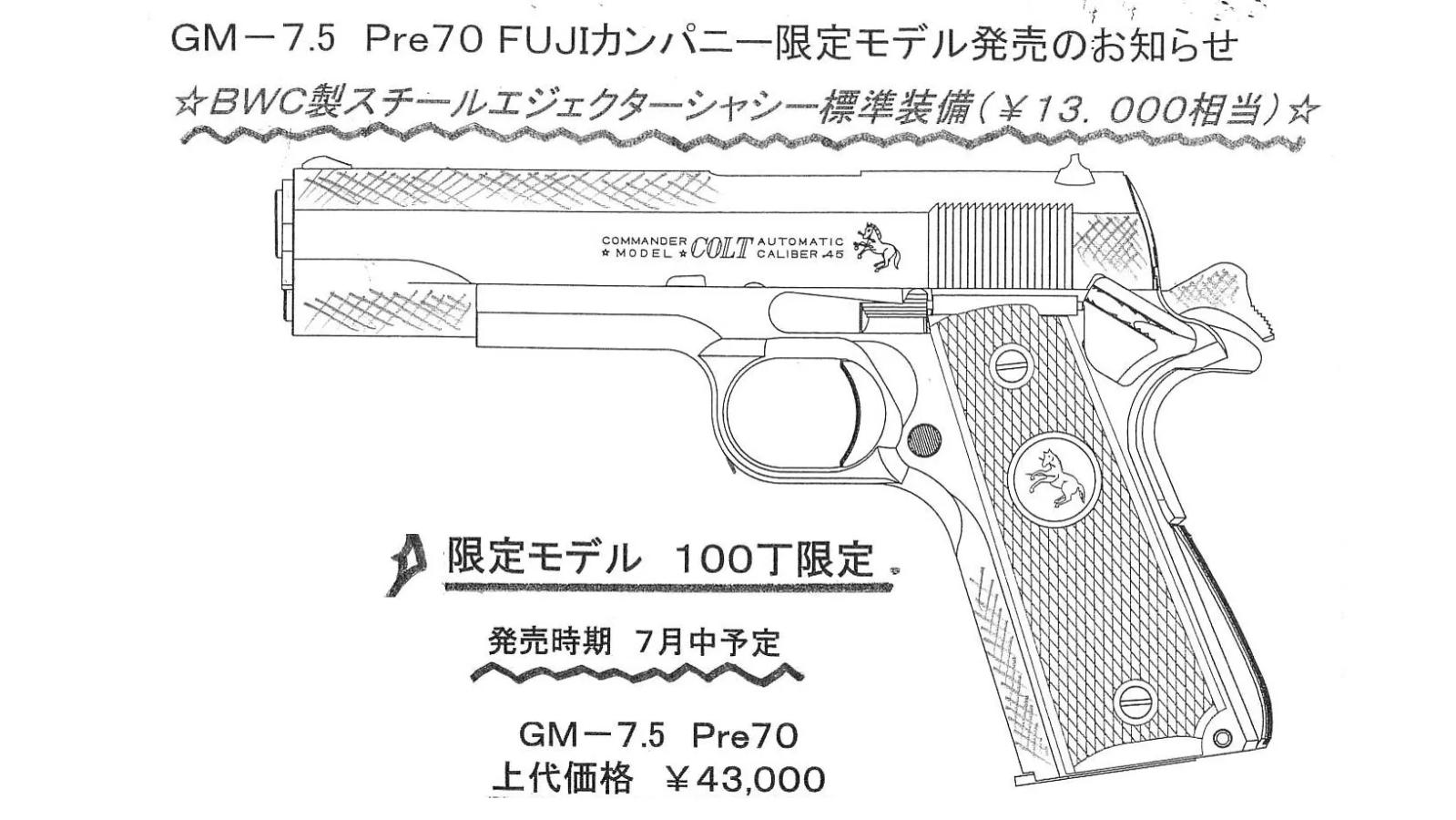 [タニオコバ] GM-7.5 Pre70 FUJIカンパニー限定モデル 発火モデルガン (新品予約受付中! 特典あり)