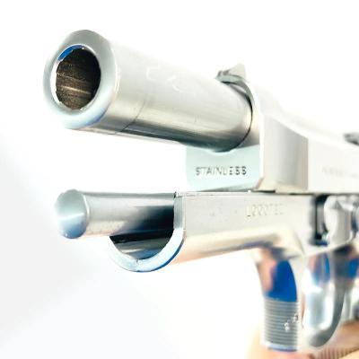 [マルシン] ベレッタ M92FS ステンレス リアル刻印 シルバーABS INOX 発火モデルガン 木製グリップカスタム (未発火)サブ画像へ6