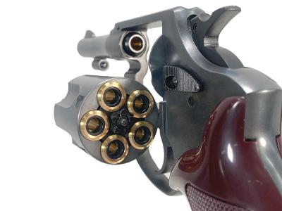 [マルシン] ポリスリボルバー 3インチ 77ミリ銃身 エクセレントHW プラグリップ仕様 Xカートリッジ 6mmBB ガスリボルバー (中古)サブ画像へ6
