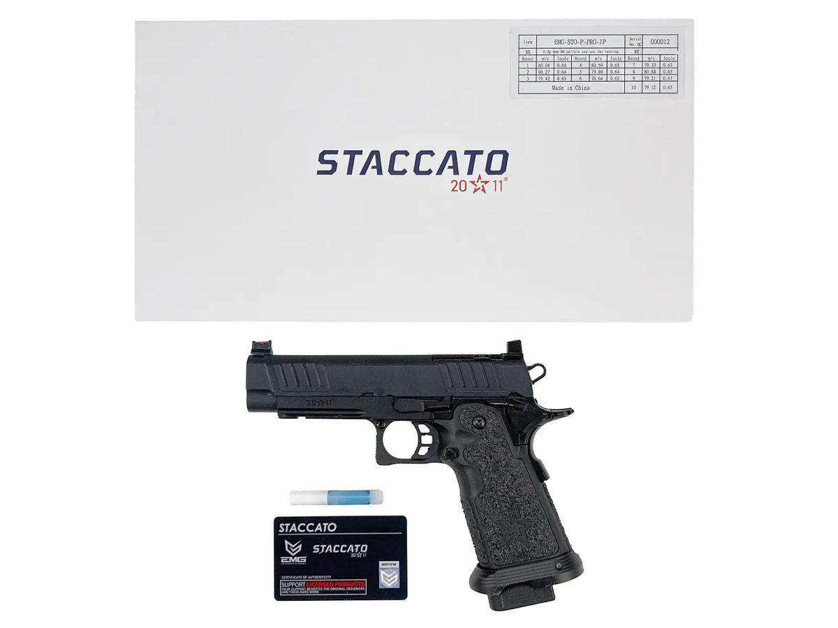 [EMG] STACCATO P 2011 ガスブローバックガン JP 2ndVer. (STACCATO Licensed) PROグリップ EMG-STO-P-PRO-JP スライド塗装 (中古)
