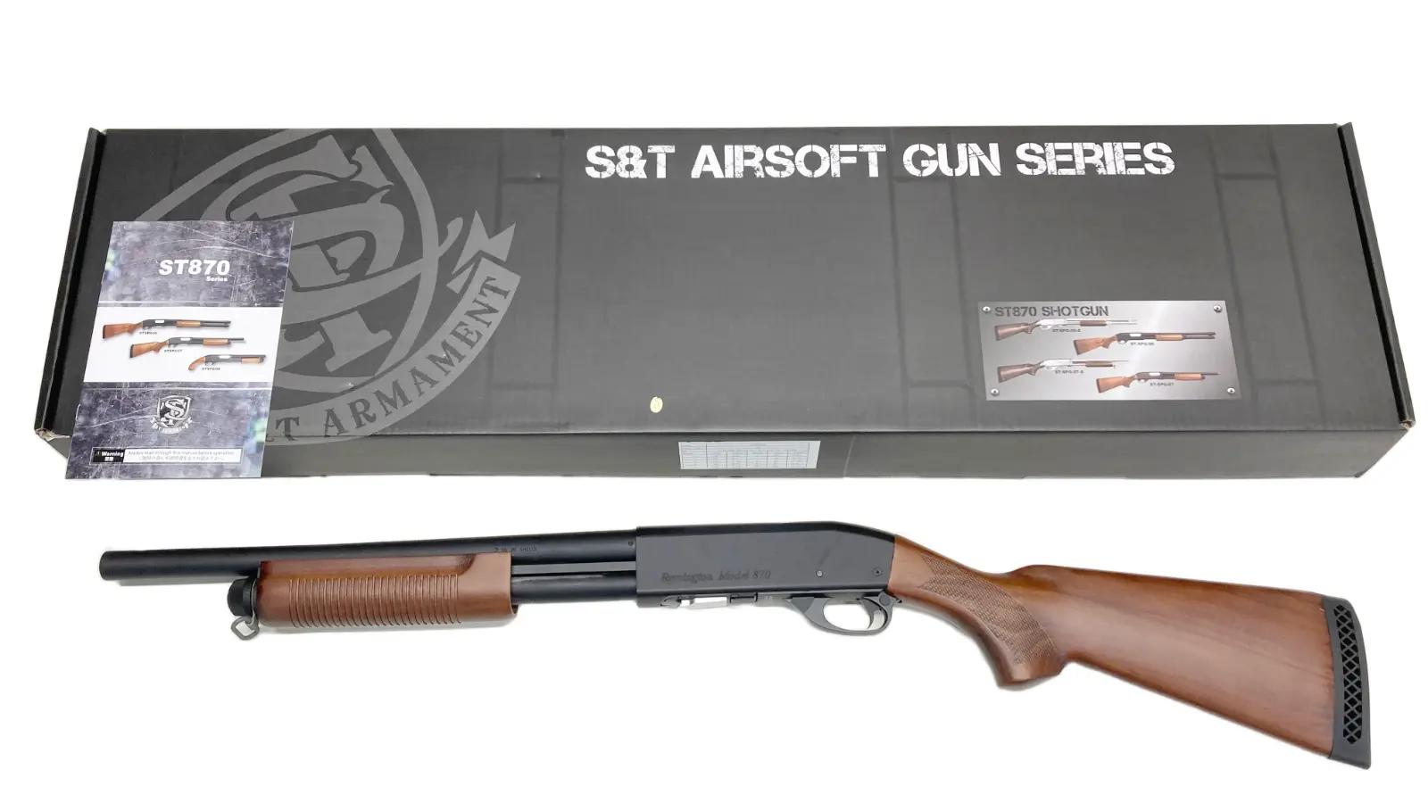 [S&T] M870 ミディアム リアルウッド エアーショットガン 【レミントン刻印】 (中古)