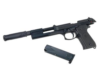 [タナカ] ベレッタ 92FS Professional Comp Evo2 HW オールブラック モデルガン サプレッサー付 (新品)サブ画像へ6