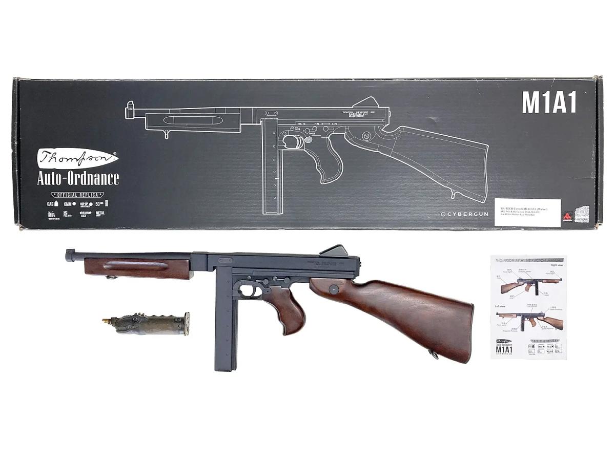 [CyberGun_WE] トンプソン M1A1 GBB ガスブローバック RA-TECH木製パーツセット組込カスタム (中古)
