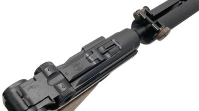 [MGC] ルガーP08 4インチ ABS MG-BLK オープンカート 発火モデルガン サイレンサー付 トリガー破損 (ジャンク)サブ画像へ4