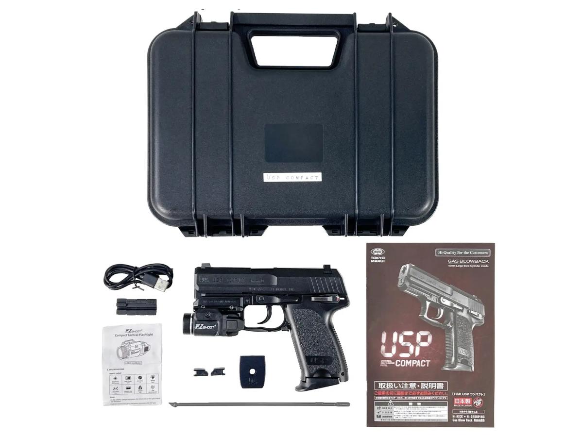 [東京マルイ] USP コンパクト ガスブローバック タクティカルライト/放出バルブカスタム ガンケース付属 (中古)