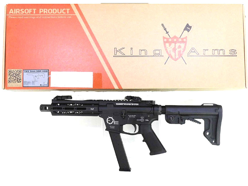 [KingArms] PCC ピストルキャリバー TWS 9mm SBR GBB ブラックカラー (中古)