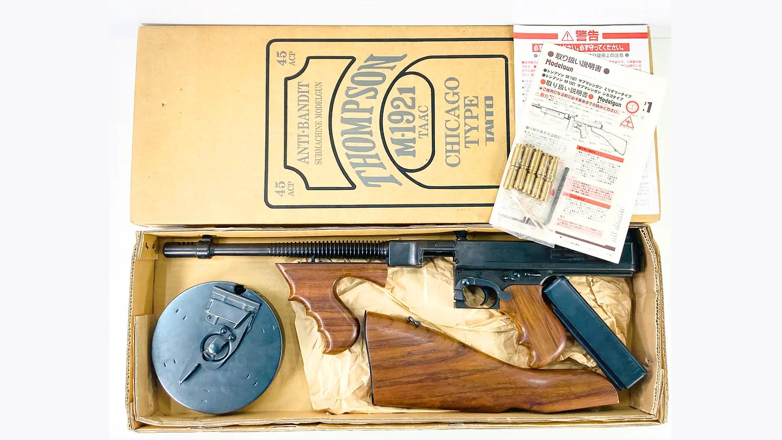 [MGC/TAITO] トンプソン M1921 シカゴタイプ SMG 金属モデルガン 後期型 2 フランス・ローズ高級木製ストック仕様 (中古)