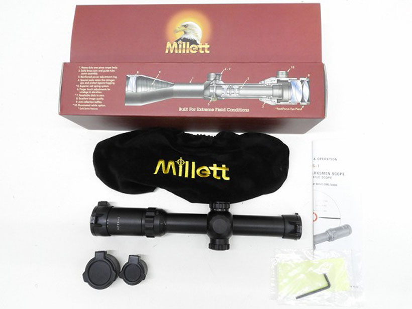 [Millett] 1-4x24 DMS-1 ドーナッツドットレティクル ミディアム 1倍～ ピカティニー Φ30mm イルミネーション (中古)