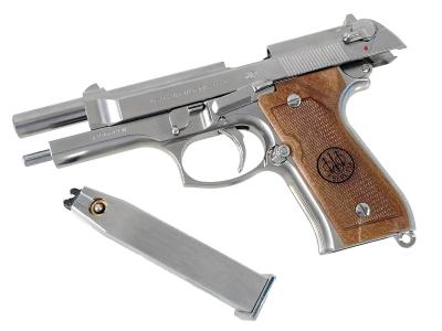 [東京マルイ] M92F クロームステンレス ガスブローバック 木製グリップカスタム (中古)サブ画像へ6