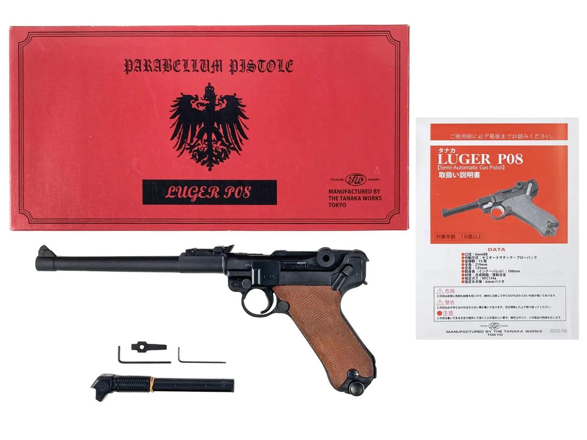 [タナカ] ルガーP08 8インチ HW エルフルトバージョン / ERFURT version ガスブローバックガン 23/11以降ロット (中古)