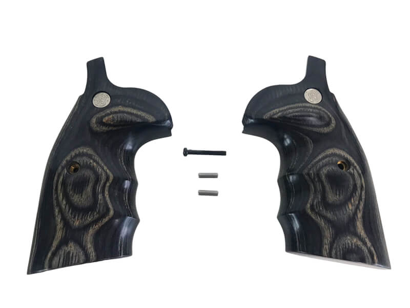 [アルタモント] S&W Kフレーム用 木製グリップパネル メダル付き ラウンドコンバージョン スムース シルバーブラック (中古)