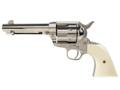 [タナカ] コルト SAA D.C シビリアン 4.75インチ ニッケルフィニッシュ ガスリボルバー アイボリーグリップカスタム (中古)サブ画像へ1