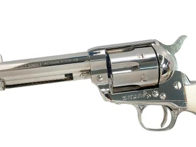 [タナカ] コルト SAA D.C シビリアン 4.75インチ ニッケルフィニッシュ ガスリボルバー アイボリーグリップカスタム (中古)サブ画像へ3