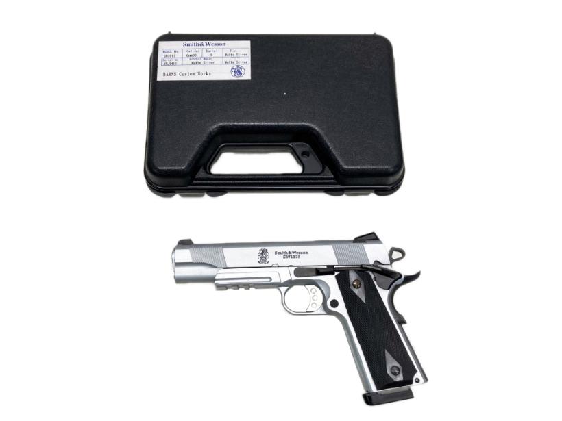 SCW ガスガン SW1911 WA] SCW S&W SW1911 シルバー パックマイヤーグリップカスタム