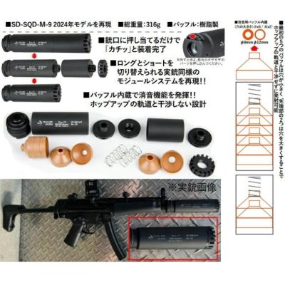 [WII-TECH] B&T SD-SQD-M-9タイプ アルミサプレッサー VFC MP5 SCW-9用 04681 (新品取寄)サブ画像へ1