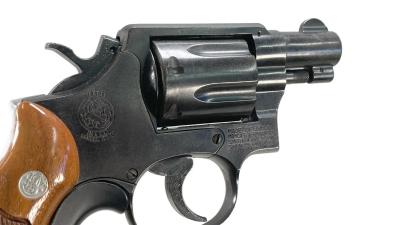 [コクサイ] S&W M10 スタンダードモデル 2インチ HW No.209 発火モデルガン 磁性樹脂 チェッカー木製グリップ仕様 ガンケース付 (中古)サブ画像へ4