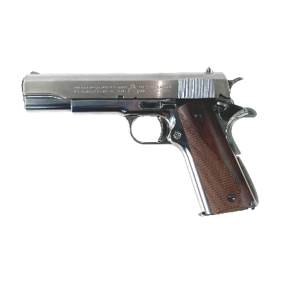 [マルシン／モデル工房S] コルトガバメント M1911A1 シルバーABS 発火モデルガン 組立キット完成品 木製グリップカスタム 火薬・樹脂グリップ等セット (中古)サブ画像へ1