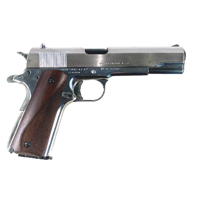 [マルシン／モデル工房S] コルトガバメント M1911A1 シルバーABS 発火モデルガン 組立キット完成品 木製グリップカスタム 火薬・樹脂グリップ等セット (中古)サブ画像へ2