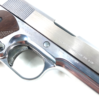 [マルシン／モデル工房S] コルトガバメント M1911A1 シルバーABS 発火モデルガン 組立キット完成品 木製グリップカスタム 火薬・樹脂グリップ等セット (中古)サブ画像へ4