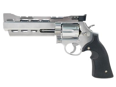 [マルシン] S&W M686 パワーカスタム 新型パッキンXカートリッジ 6mmBB ガスリボルバー DAVISタイプ ラバー調グリップ シルバーABS (新品)サブ画像へ1