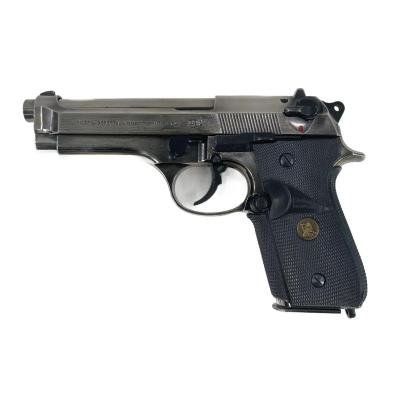 [ACG/スズキ] ベレッタ M92SB EXHWヘアラインメタルフィニッシュ モデルガン ニッケルメッキ化&パックマイヤーグリップ＆シルバーチップダミーカート カスタム (中古)サブ画像へ1