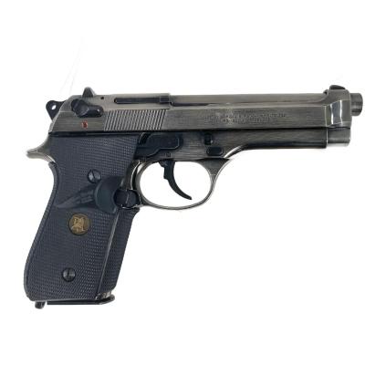 [ACG/スズキ] ベレッタ M92SB EXHWヘアラインメタルフィニッシュ モデルガン ニッケルメッキ化&パックマイヤーグリップ＆シルバーチップダミーカート カスタム (中古)サブ画像へ2