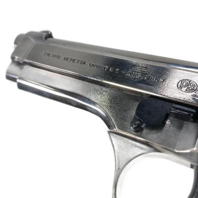 [ACG/スズキ] ベレッタ M92SB EXHWヘアラインメタルフィニッシュ モデルガン ニッケルメッキ化&パックマイヤーグリップ＆シルバーチップダミーカート カスタム (中古)サブ画像へ4