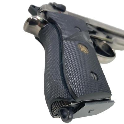 [ACG/スズキ] ベレッタ M92SB EXHWヘアラインメタルフィニッシュ モデルガン ニッケルメッキ化&パックマイヤーグリップ＆シルバーチップダミーカート カスタム (中古)サブ画像へ8