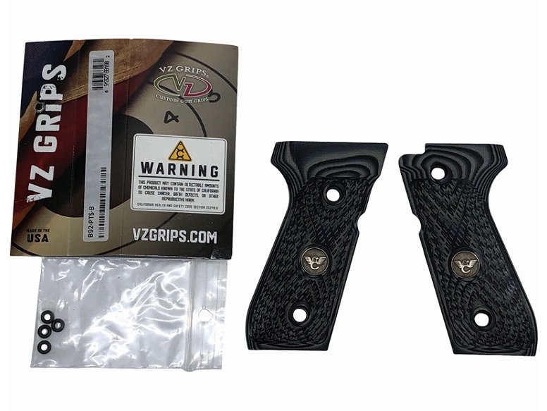 [Vz Grips] ベレッタ M92シリーズ用 パームスウェルタクティカルスラント Wilsonメダリオン グレーブラック G10グリップ (中古)