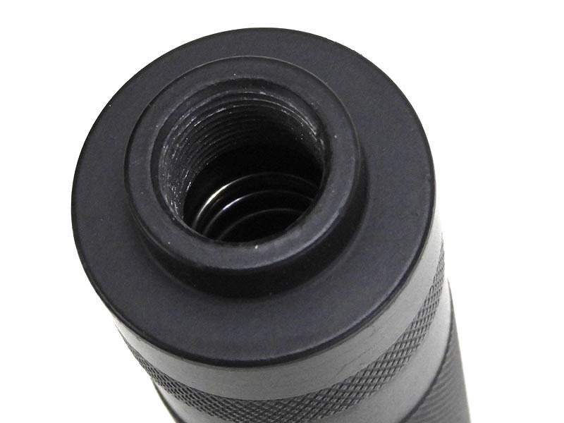 [CYMA] 199mm ロングサイレンサー 14mm 逆ネジ対応 NAVY SEAL TEAMホワイトマーキング入り (中古) 製品詳細画像3 14mm逆ネジ対応です。