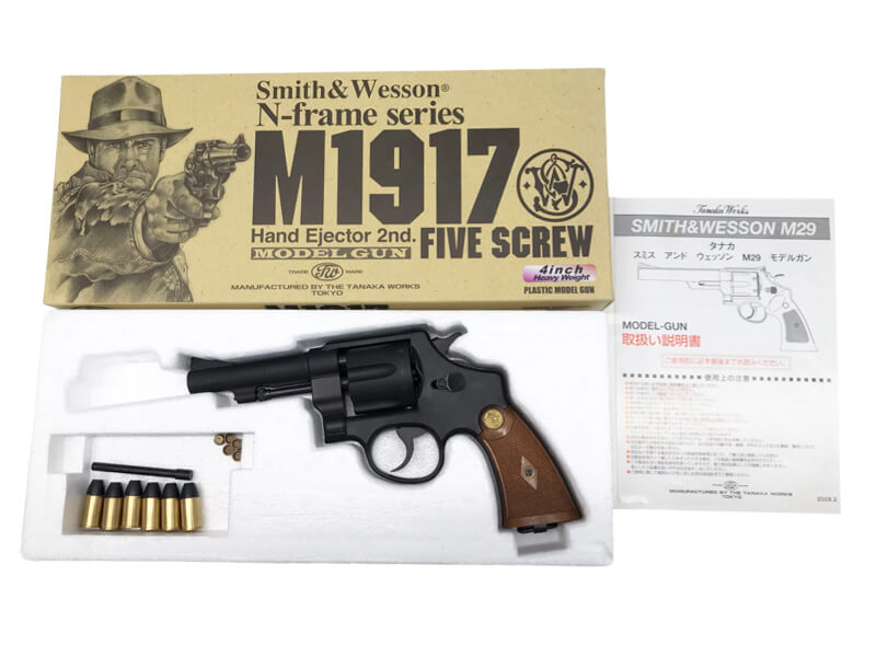 [タナカ] S&W M1917 HE2 ファイブスクリュー 4インチ HW 発火モデルガン ダミースクリュー外れ有 (訳あり)