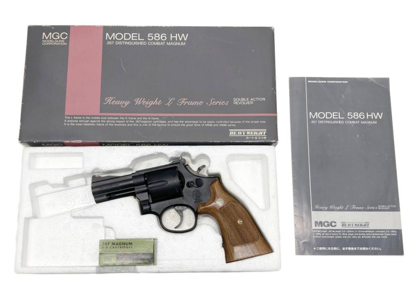 [MGC] S&W M586 コンバット・マグナム 3インチ HW 発火モデルガン 木製グリップカスタム (中古)
