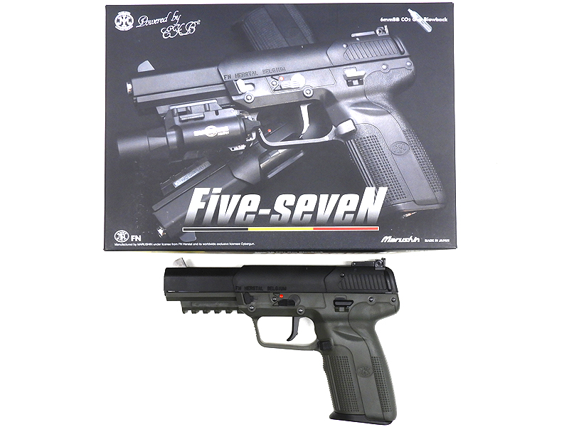 [マルシン] Five-seveN FN社ライセンス Co2 V2 6mmBB GBB 真鍮ピストン仕様 ODG (新品)