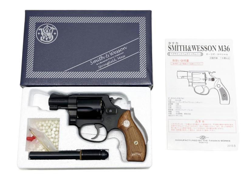 [タナカ] S&W M36 チーフスペシャル 2インチ HW アーリーモデル ガスリボルバー (中古)