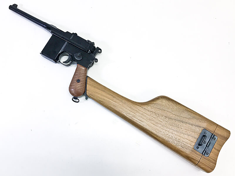 [マルシン] モーゼル M712 ABS 発火モデル 組立てキット完成品 純正木製ショルダーストックホルスター&カートリッジ20付 (中古)