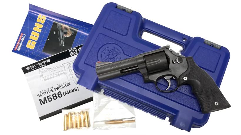 [マルシン] S&W M586 .357マグナム 4インチ HW 発火モデルガン 旧モデル デイビスグリップ＆実ケースカスタム (未発火)