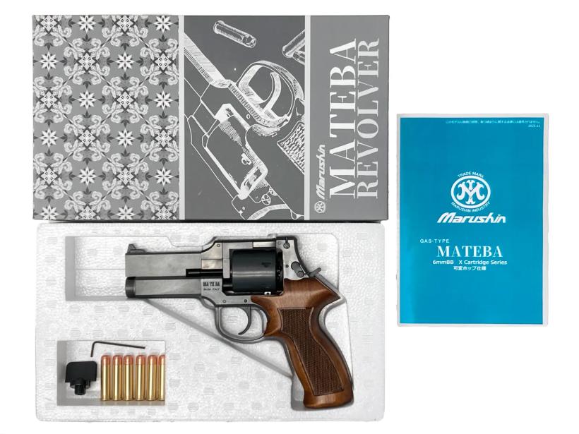 [マルシン] マテバ 4インチ Xカート式 新型パッキン ガスリボルバー エクセレントHW 木製グリップモデル (新品)